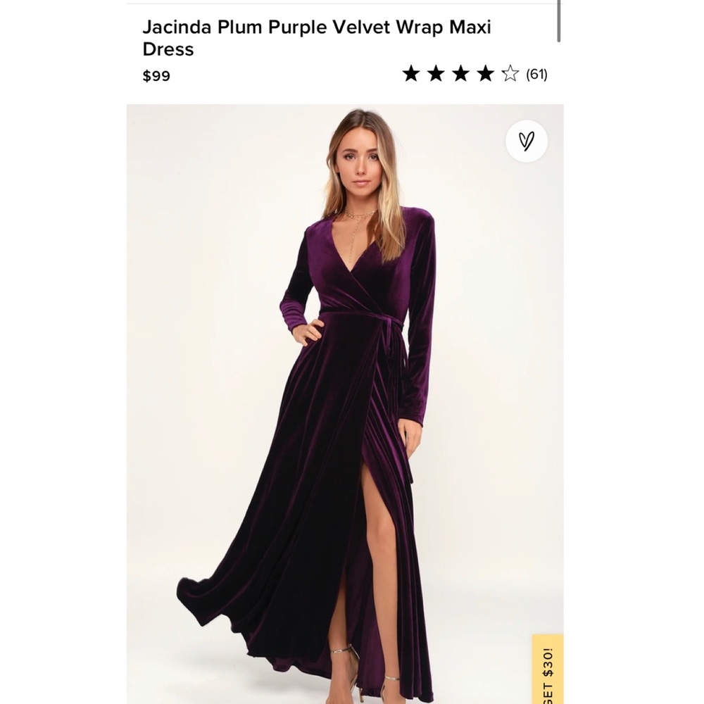 Lulu’s Plum Velvet Wrap Maxi Dress